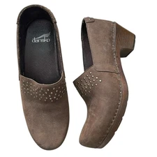 Dansko Womens EUR 38 US 8 Clogs Embellished Brown Leather Low Heel Comfort