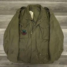 Vintage US Military M65 Field Jacket Coat Medium Vietnam OG107 80s Patches USA