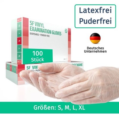 SF Vinylhandschuhe Transparent 100 Stück Puderfrei Einweghandschuhe S XL