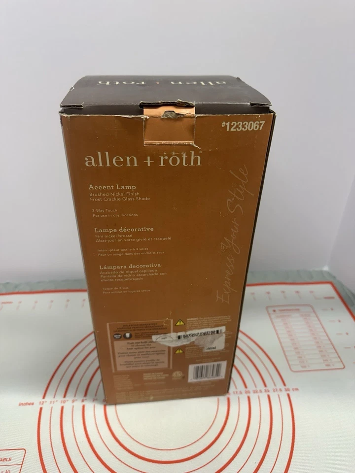 allen + roth Crackle Glass Accent Lamp – Brushed Nickel + Philips LED Bulb - Image 4 of 4