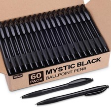 Pens Bulk, 60 Pack Black Gripped Slimster Ballpoint Pens Black Ink 1.0mm Medium