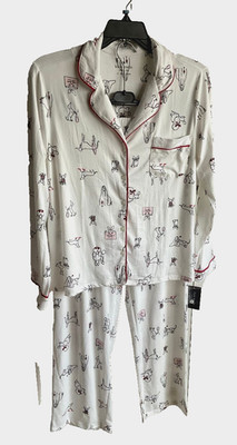 NWT Kate Spade NY DARLING DOGS PARTY 2 PC Long Sleeve Pajama Set Size XL