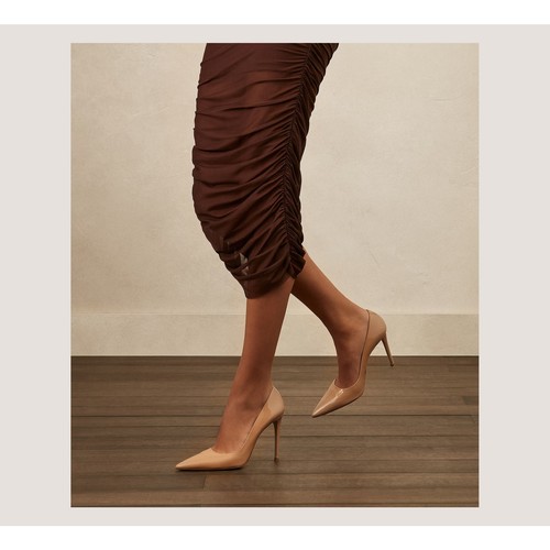 Stuart Weitzman Patent  Beige Size 7.5 Leather Stuart Power 100 Pointed Pumps