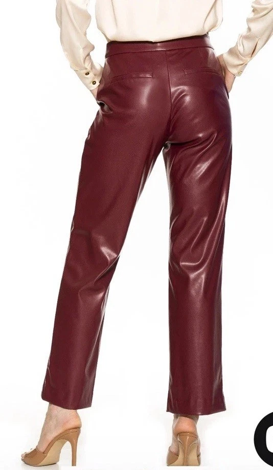 Alexia Admor VIVIAN VEGAN LEATHER PANTS Burgundy Size 2 NWT - Image 2 of 4