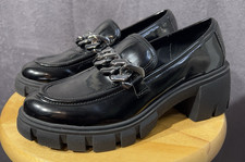 Womens Madden Girl Black Chunky Platform Loafers Size 6.5 M