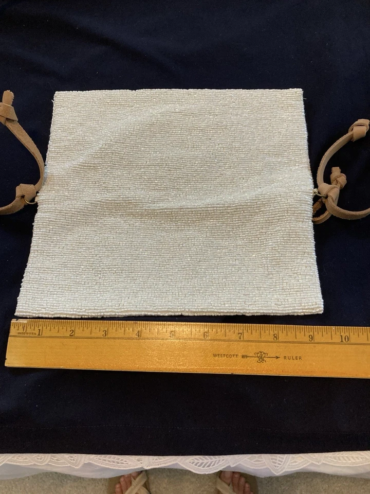 White Beaded Crossbody Bag Leather Strap With Zipper Closure Free People - Image 4 of 4