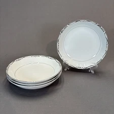 Empress China Regent Platinum Scrolls Coupe Salad Soup Bowls 7 5/8" Set of 4