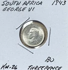 1943 George VI Silver Threepence — photo from another recent sale