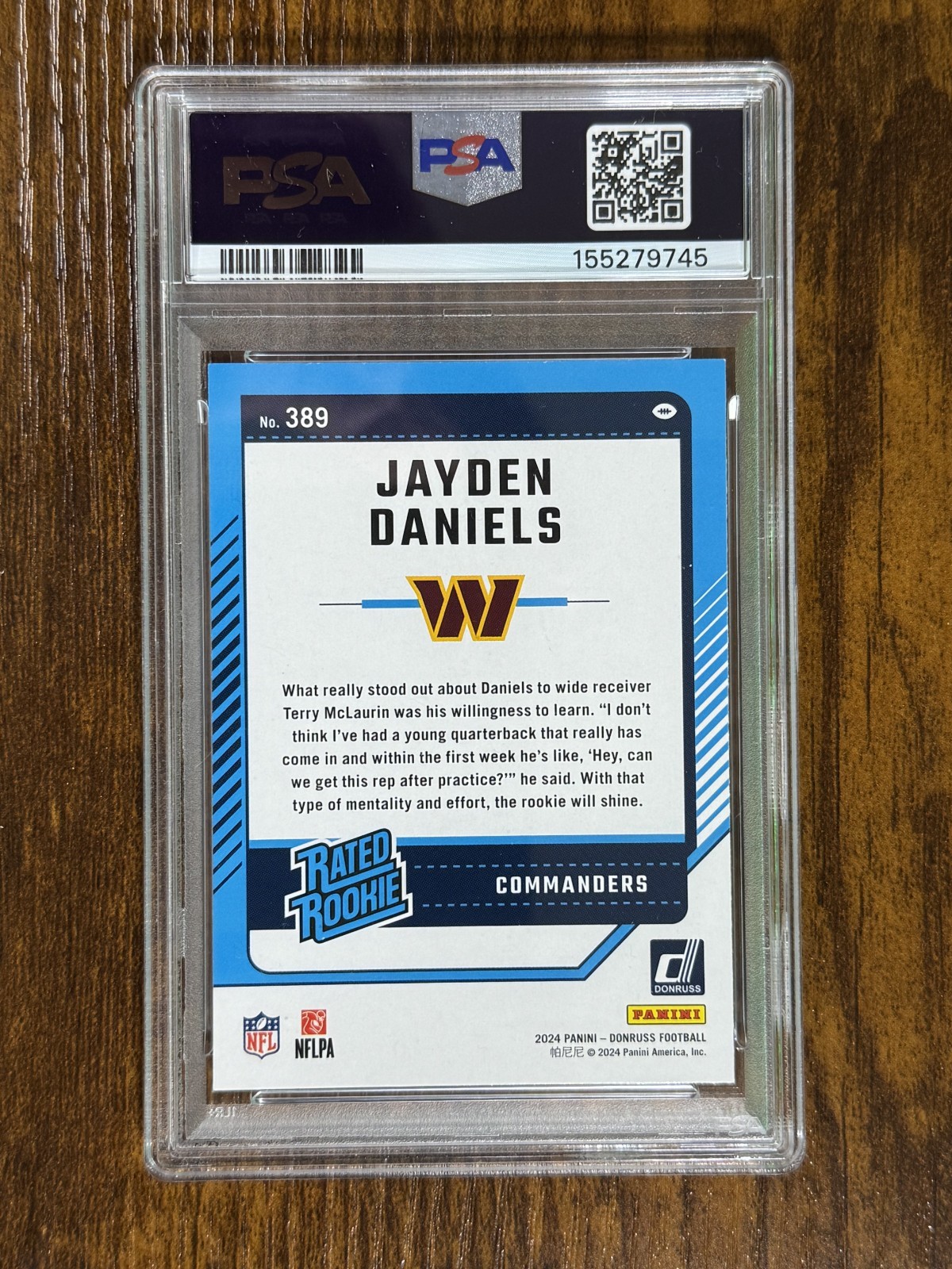 2024 Donruss Jayden Daniels PSA 9 view 2