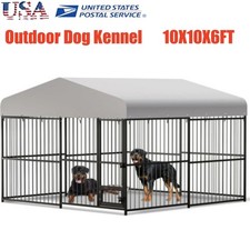 10X10X6FT Heavy Duty Dog Cage with Roof Large Outdoor Dog Kennel Safety Locks US