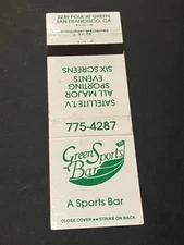 Vintage California Matchbook “Green Sports Bar” San Francisco