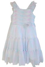 Jona Michelle Girls Pastel Tulle Sleeveless Dress With Flower Accent Size 6