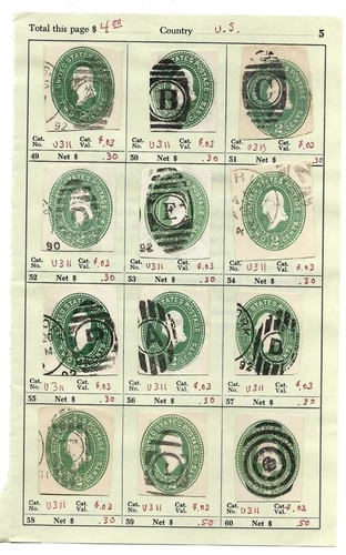 US Fancy Cancel Postal Stationery U311 Cut Squares Collection used Stamps