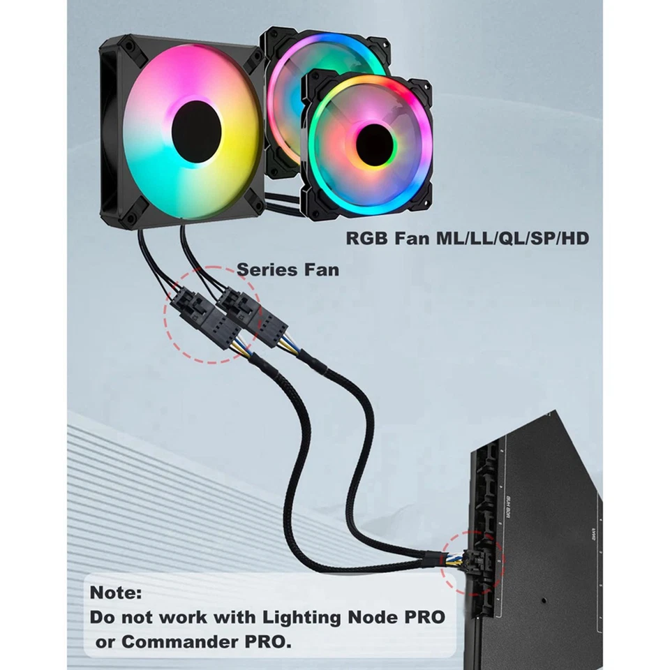 3X RGB Splitter for  RGB HUB, Lighting Node Core and ICUE  CORE XT 4 Pin9778 - Image 2 of 4