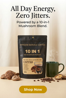 mushroom coffee 10 in 1, serving's per container 36, NON GMO , Vegan Gluten free