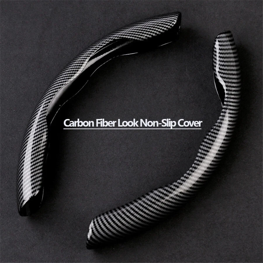 Car Steering Wheel Booster Cover Carbon Fiber Look Non-Slip Interior Accessory Foto 4 de 4