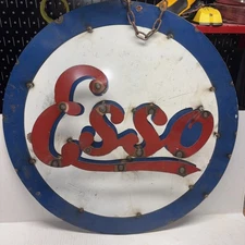 New Esso Steel Gas Station Sign Automotive Shop Auto 23" Round Heavy Duty Man￼￼