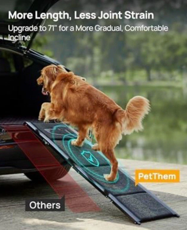 PetThem 71” XL Wide Folding Dog Ramp for Car SUV Truck - Image 2 of 3