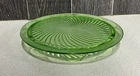 Anchor Hocking Glass Spiral Green 3-Footed Round Cake Plate