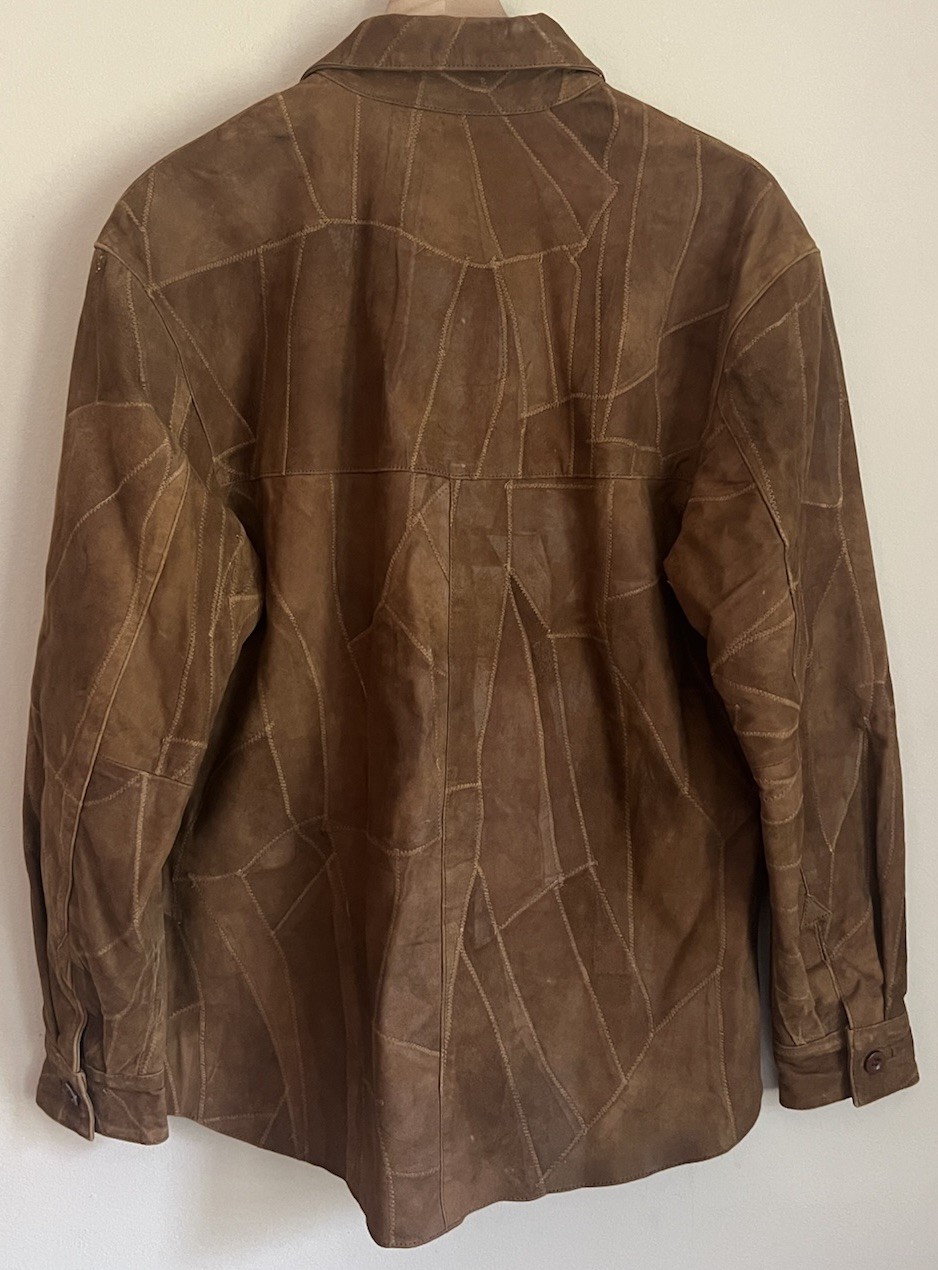 Vintage Suede Jacket Blazer Brown Patchwork Butto… - image 5