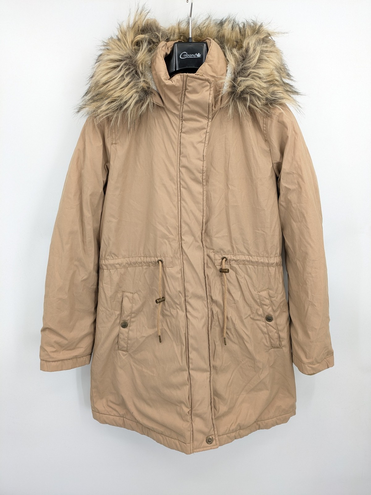 Up2Fashion Damen Parka Winterjacke Gr S Beige Kapuze Kunstpelz Füttert