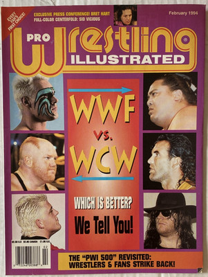 Pro Wrestling Illustrated Feb 1994 PWI Magazine WWF vs WCW Sting Undertaker Hart