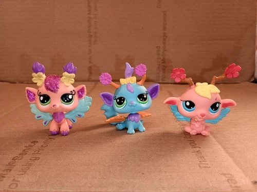 LPS Littlest Pet Shop Lot of 3 Fairies 2616, 2662 & 2832 Pets.