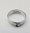 Vintage 925 Sterling Silver Double Heart Hearts Sisters Band Ring sz 6.75 #1149