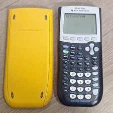 TI-84 Plus Graphing Calculator Yellow School Property  missing battery cover