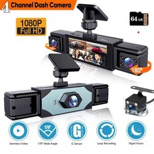 4 Channel Dash Cam 360  Dash Camera HD 1080P 4 Lens Driving Recorder  64G Card