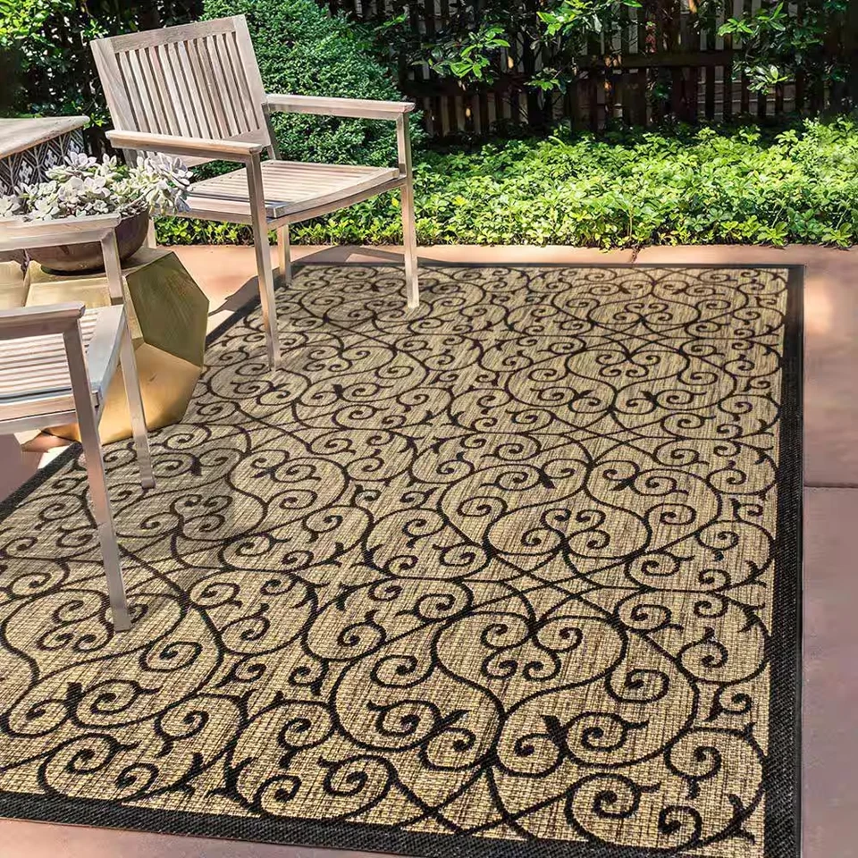 Madrid Vintage Filigree Black/Khaki 7 Ft. 9 In. X 10 Ft. Textured Weave Indoor/O - Image 3 of 4