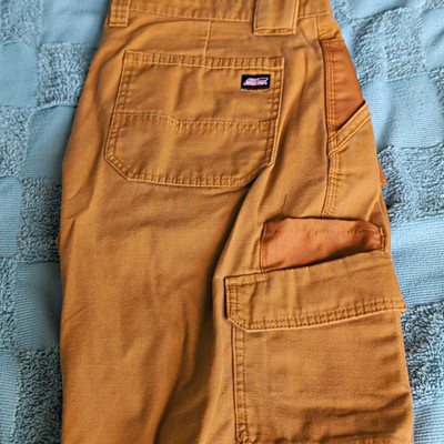 Dickies Men's Brown Canvas Cargo Shorts Solid Flat Front Zip Pockets