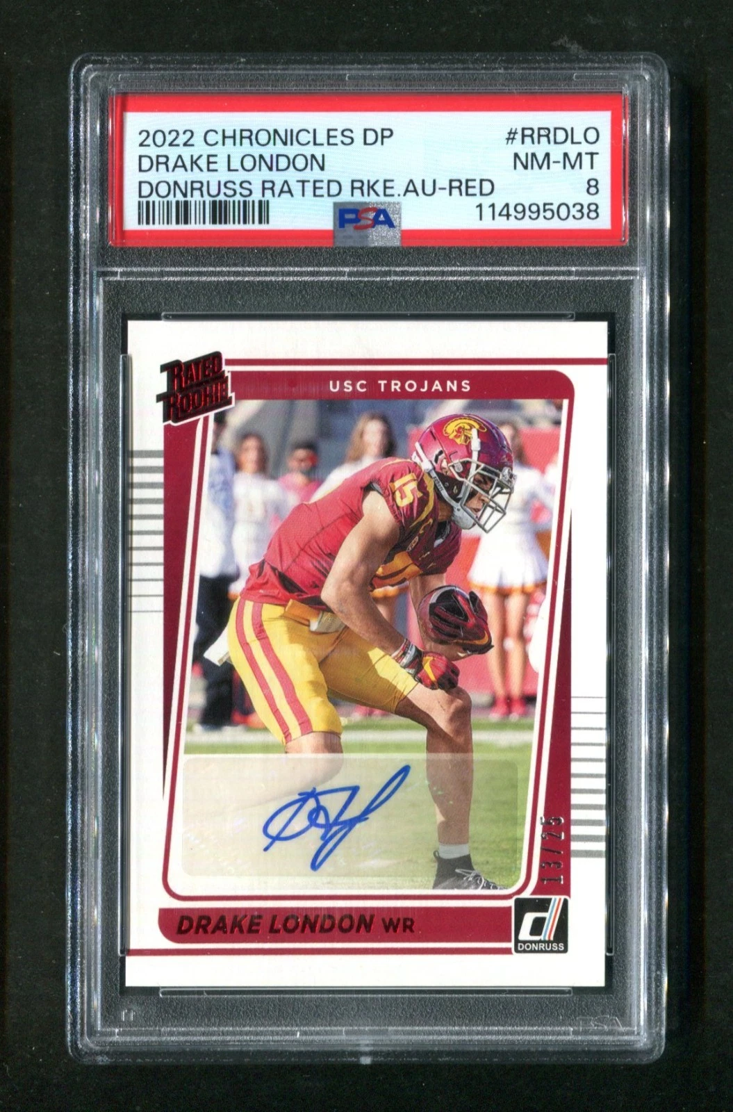 Drake London Panini Chronicles Draft Picks Donruss Rated Rookie Autographs #RRDLO Red