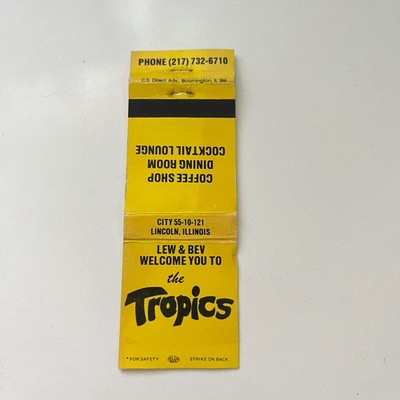 Lew & Bev Welcome You To The Tropics Vintage Matchbook Cover TMB80-3