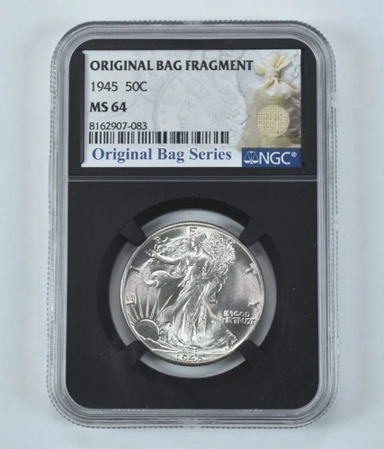 1945 Walking Liberty Half Dollar Original Bag Fragment MS64 NGC