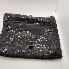 Essence of Beauty Black Sparkle Cosmetic Bag