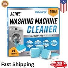 Washing Machine Cleaner Descaler 24 Pack - Deep Cleaning Tablets For HE Front