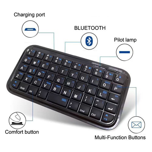 Mini Rechargeable Type-C Bluetooth 3.0 Keyboard Slim Wireless Pocket Keypad - Photo 7/12