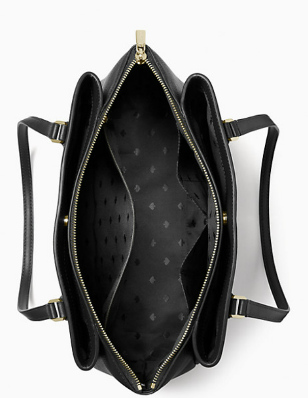 Kate Spade Monet Large Triple Compartment Tote with black pebbled