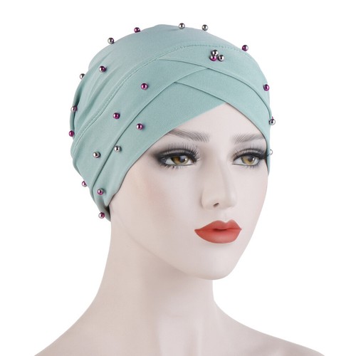 Muslim Women Beads Strech Turban Hat Chemo Cap Hijab Arab Head Scarf Wrap Cover - Picture 8 of 26