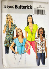 2007 Butterick easy Pattern 4986 Misses' Top and Camisole 8-10-12-14 Uncut
