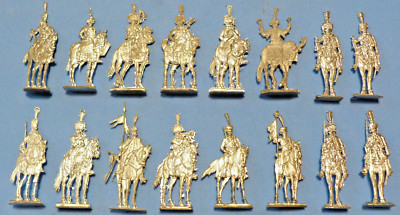 Plats d'étain - Zinnfiguren : 24 hussards français premier