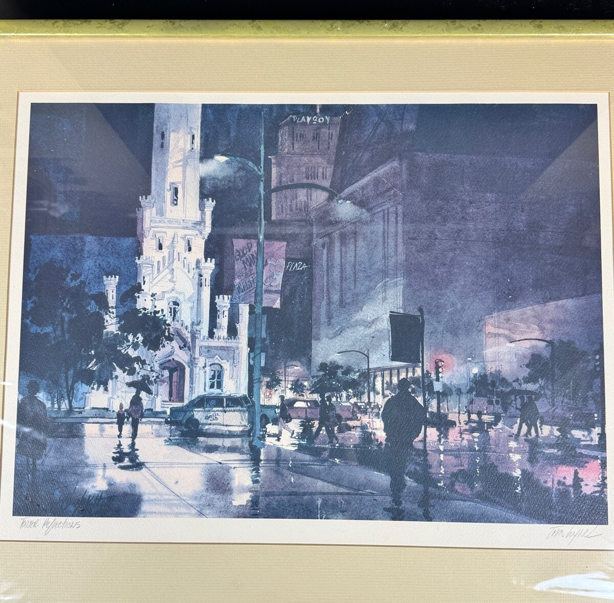 Tom Lynch Chicago Water Tower Playboy Building  “Reflections” Signed Lithograph