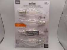 FEIT ELECTRIC 60W BA10 E12 CANDELABRA WHITE FILAMENT LED LIGHT BULB 2700K 4PACK