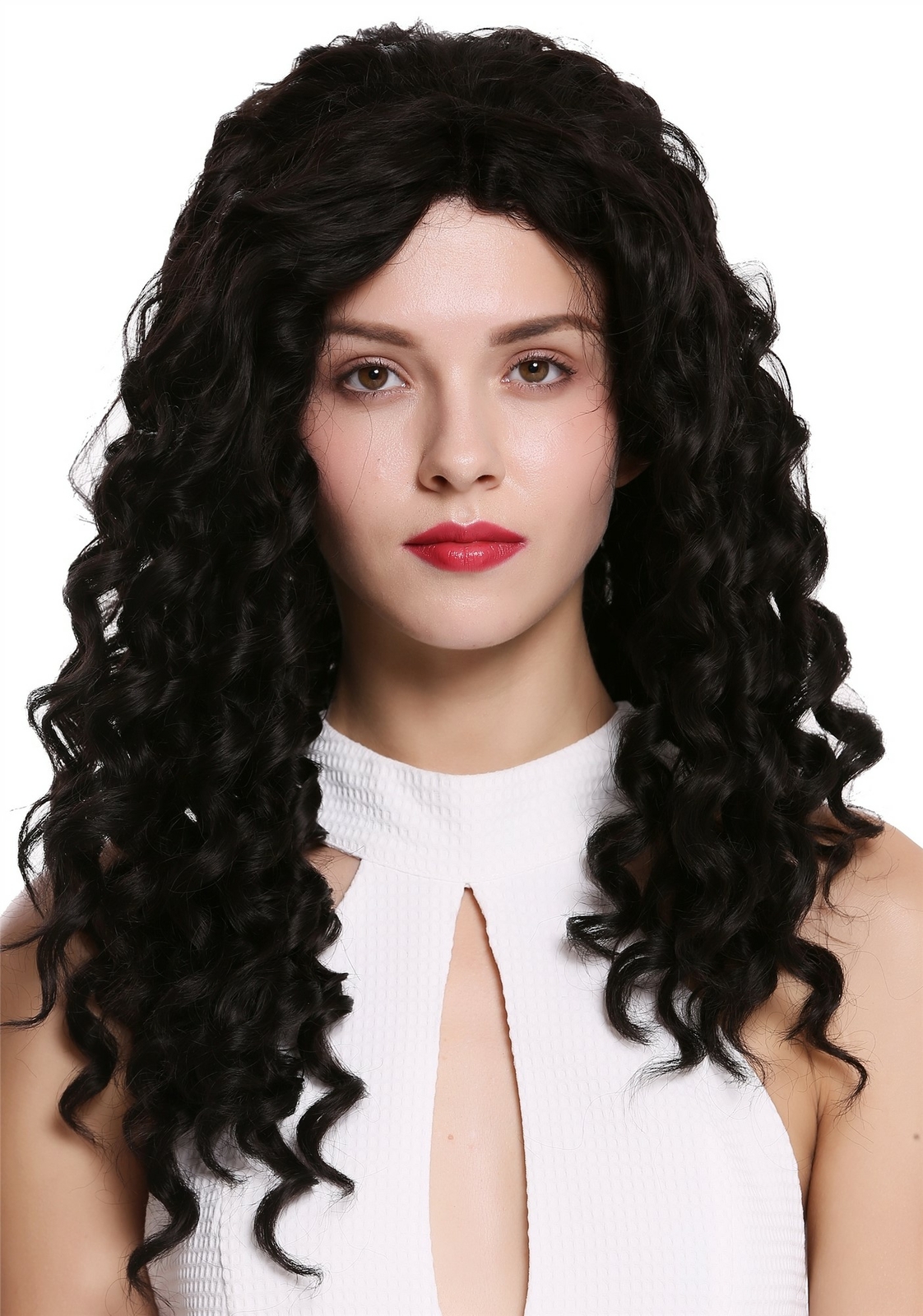 Black Long Curly Lace Front Wig with Spiral Locks for Women