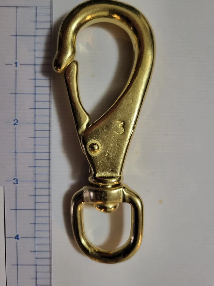 Gancho a presión de barco de latón macizo 4 9/16" de longitud 3/4" ojo giratorio bloqueo de resorte. 150 SWL Foto 4 de 4