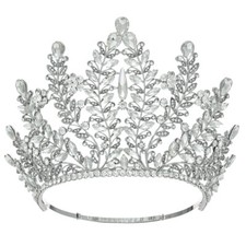 14.7cm Tall Crystal Tiara Crown Wedding Queen Princess Prom Adjustable For Women