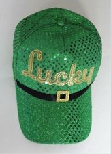Lucky Sequined Dance Shiny Baseball Cap Green - One size
