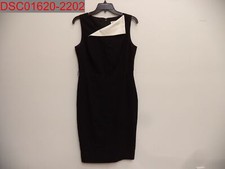 Stain, Calvin Klein Women's Black with White Sleeveless Dress, Size 8