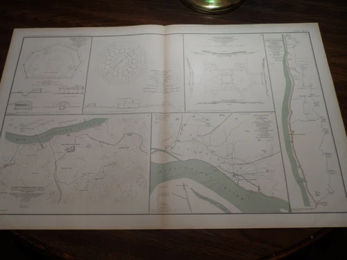 Original Civil War Map Defenses Nashville Fort Pickering Donelson Memphis 1965